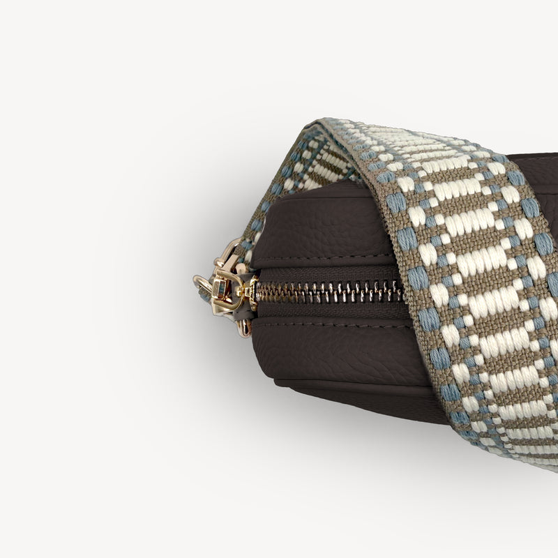 Taupe & White Stitch Strap