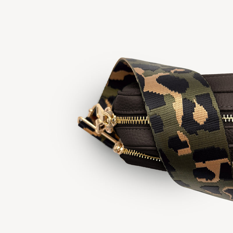 Olive Green & Gold Leopard Strap
