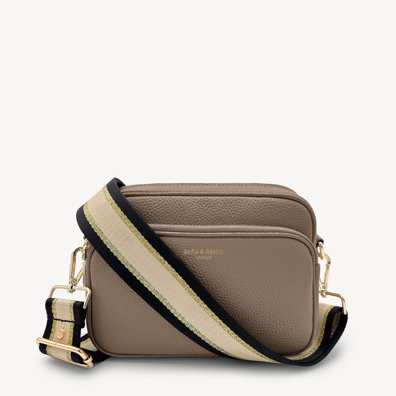 Black, Beige & Gold Stripe Strap
