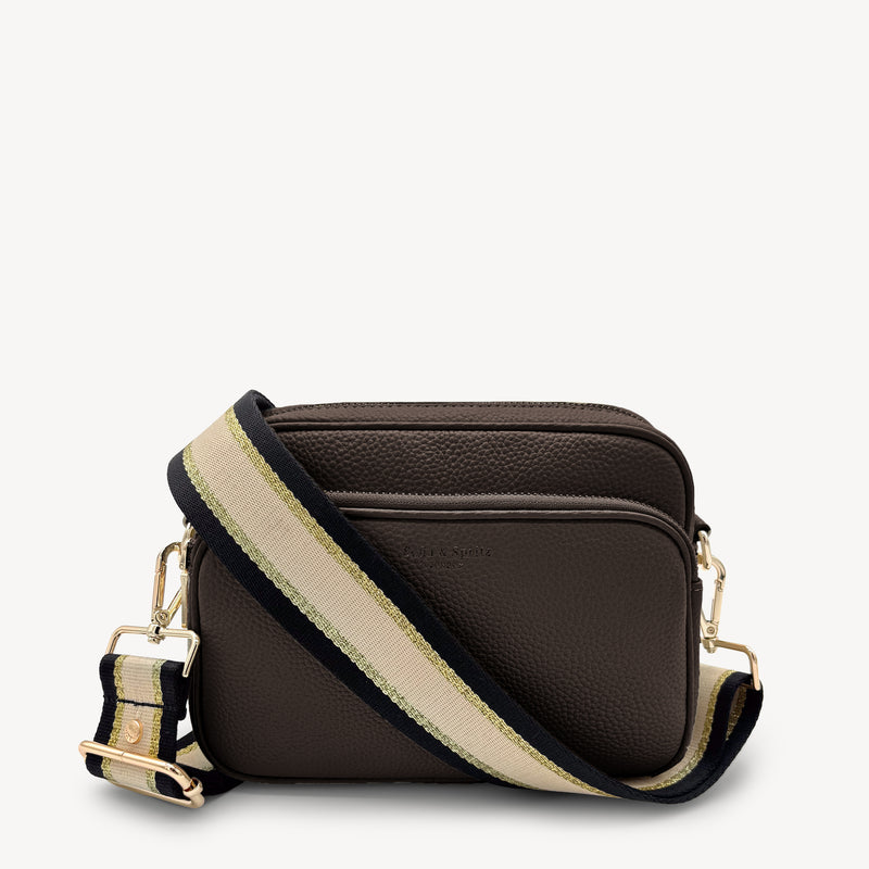 Black, Beige & Gold Stripe Strap