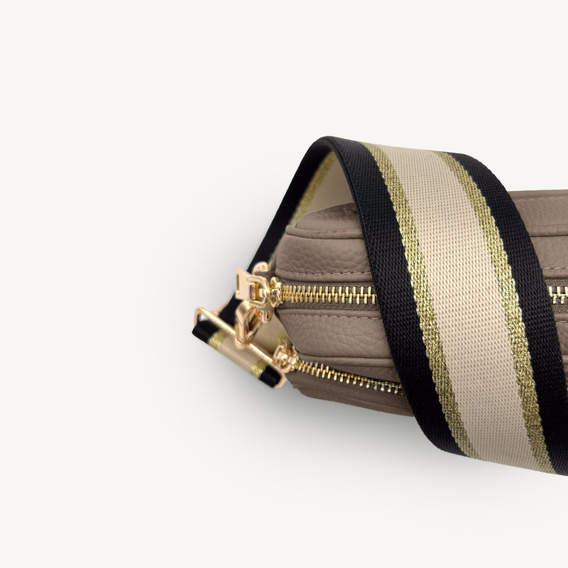 Black, Beige & Gold Stripe Strap