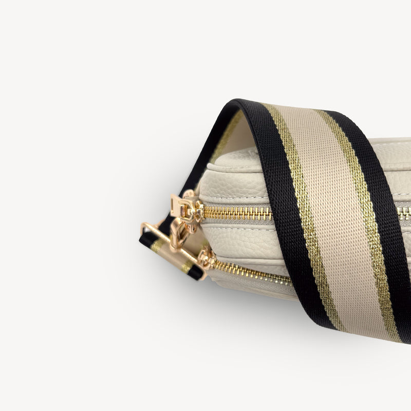 Black, Beige & Gold Stripe Strap