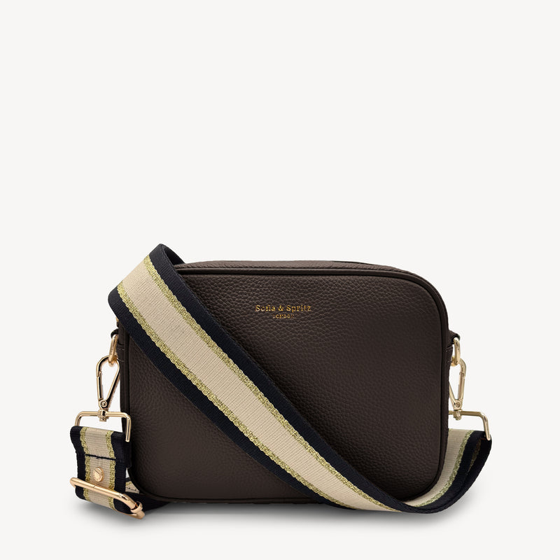 Black, Beige & Gold Stripe Strap