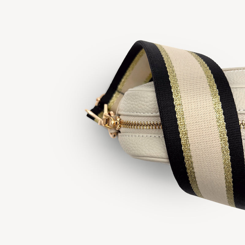 Black, Beige & Gold Stripe Strap