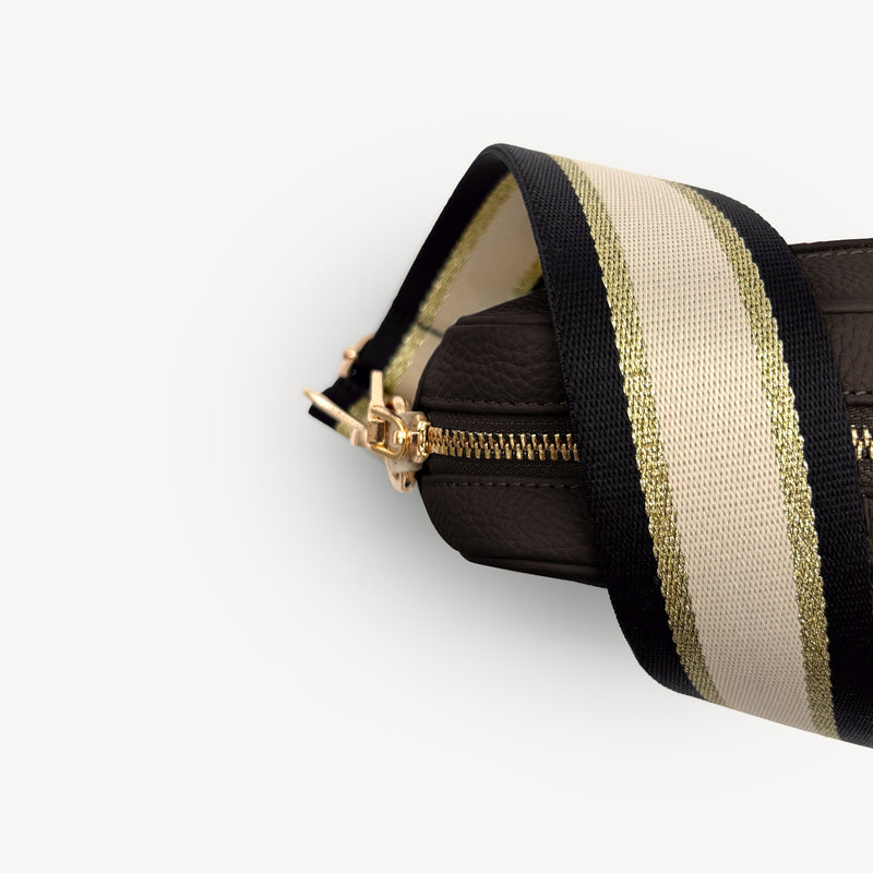 Black, Beige & Gold Stripe Strap