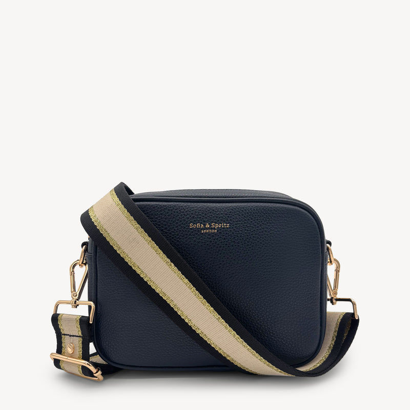 Black, Beige & Gold Stripe Strap