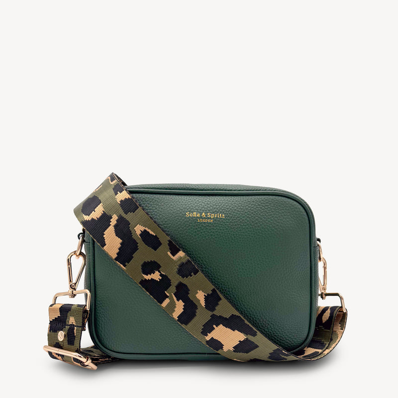 Olive Green & Gold Leopard Strap
