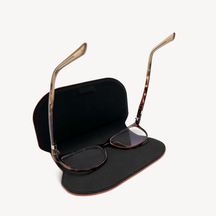 Slim Leather Glasses Case - Orange