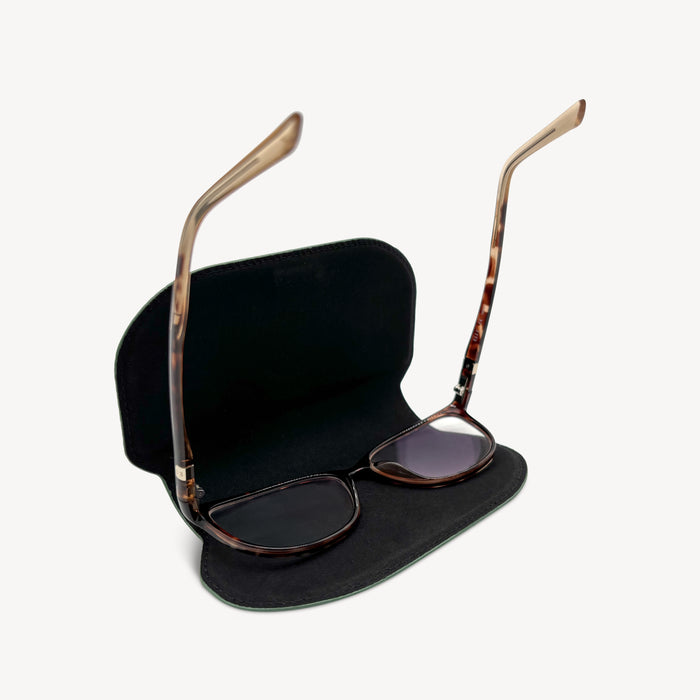 Slim Leather Glasses Case - Jade Green