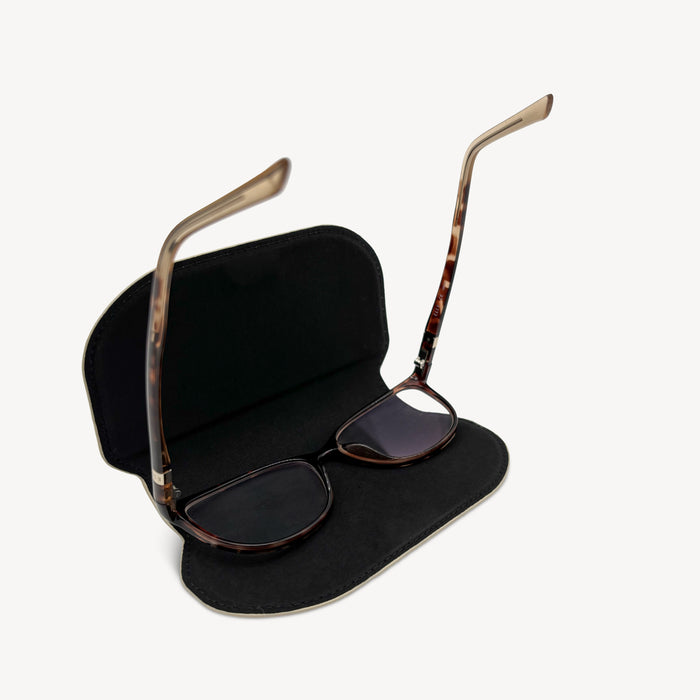 Slim Leather Glasses Case - Stone