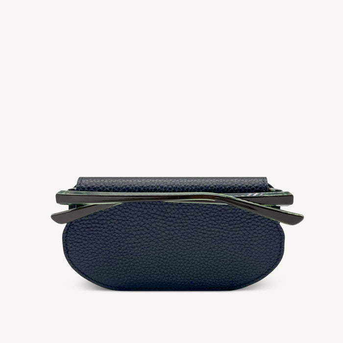 Slim Leather Glasses Case - Navy