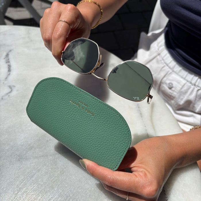 Slim Leather Glasses Case - Jade Green