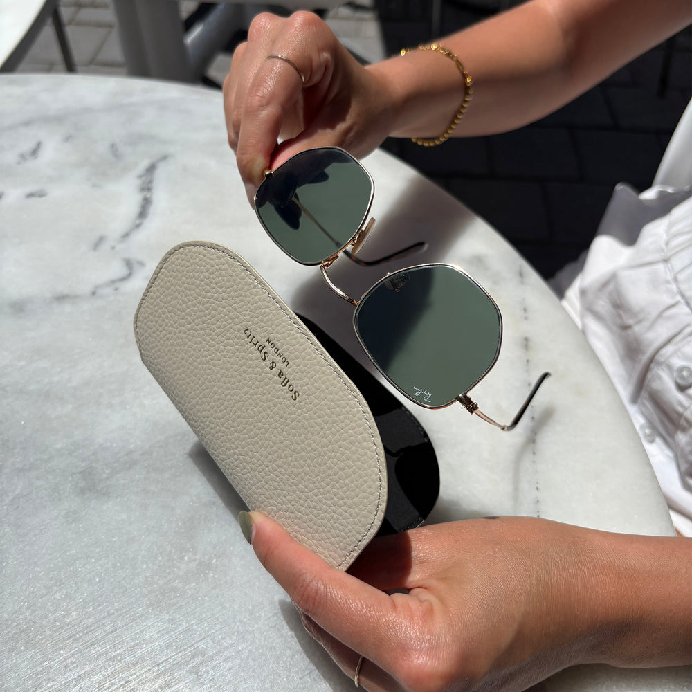 Slim Leather Glasses Case - Stone thumbnail-image-3