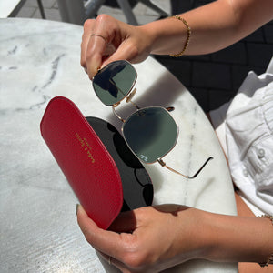 Slim Leather Glasses Case - Deep Cherry Red thumbnail-image-3