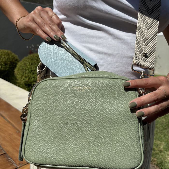 Slim Leather Glasses Case - Sky Blue