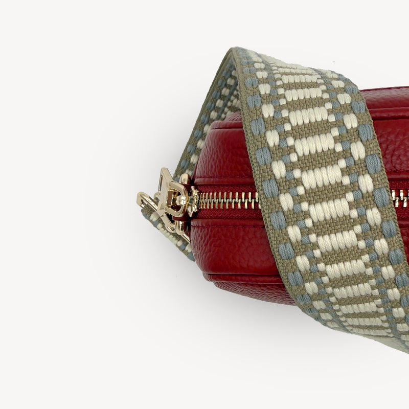Taupe & White Stitch Strap