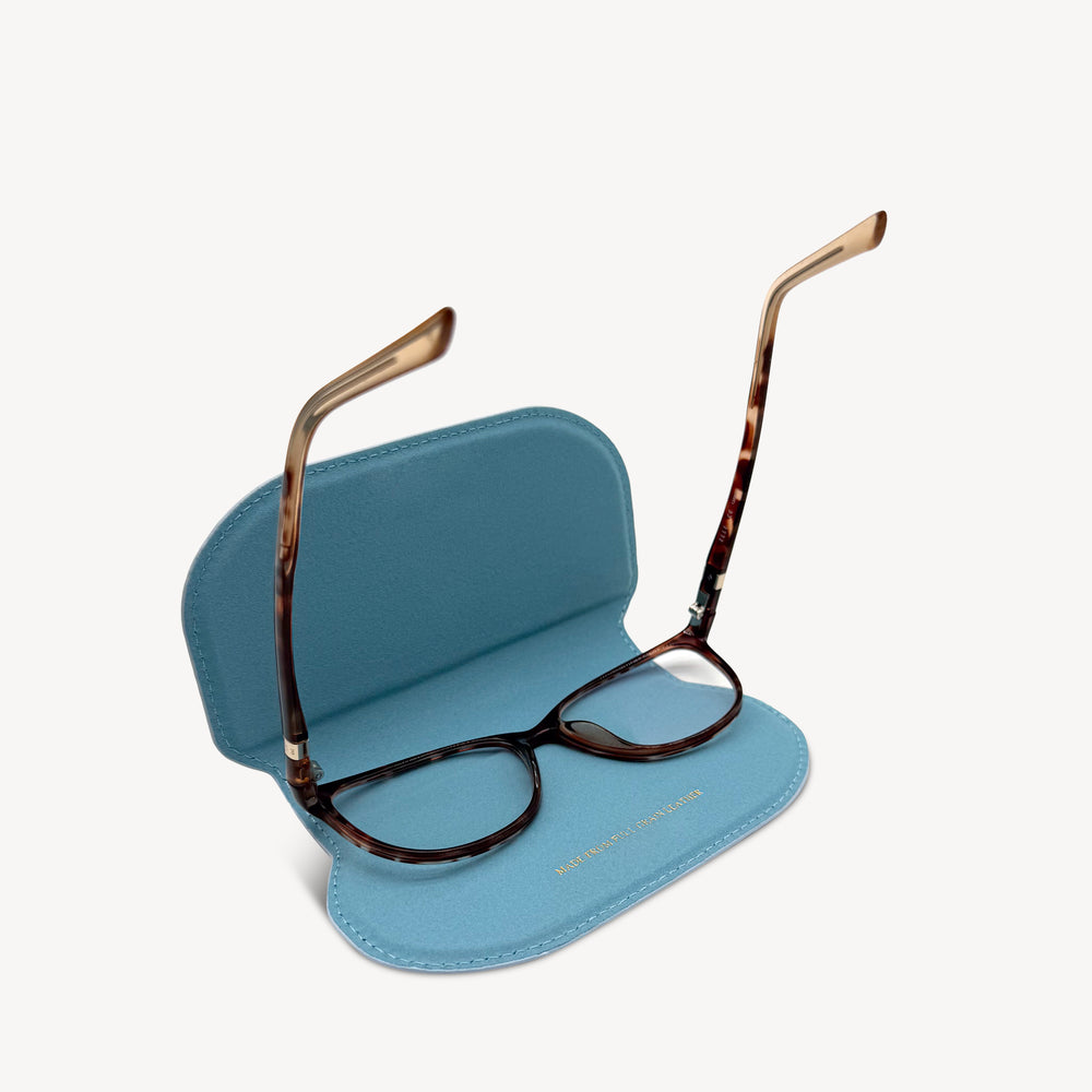 Slim Leather Glasses Case - Sky Blue Flower thumbnail-image-4