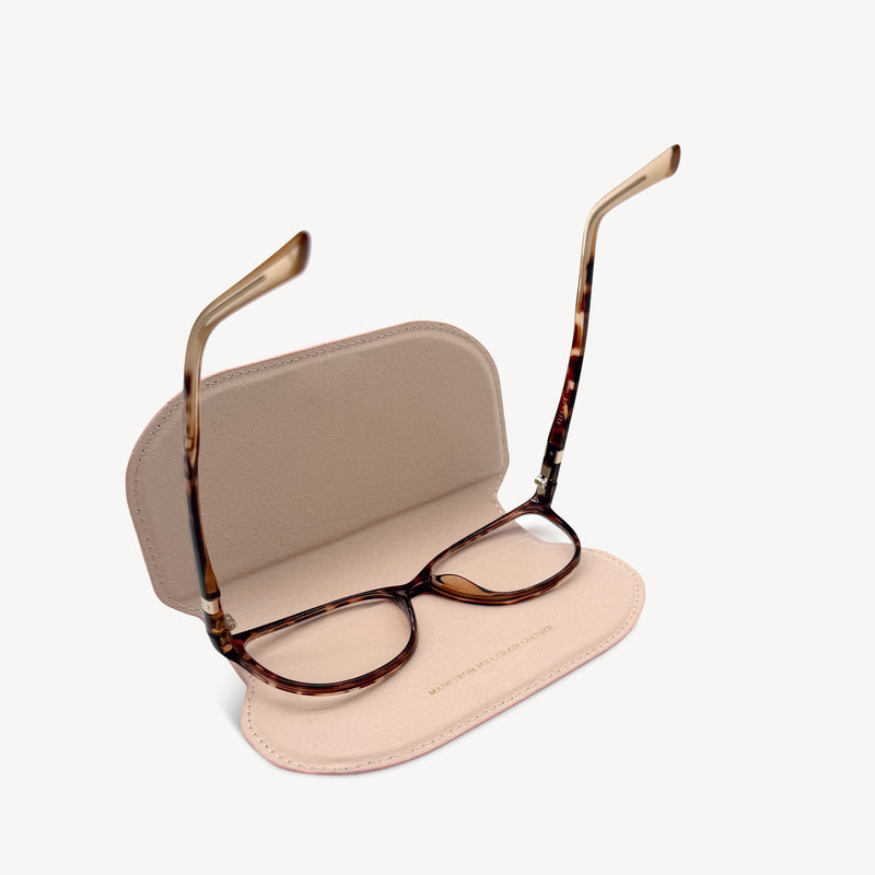 Slim Leather Glasses Case - Blue, Orange & Stone Stripe