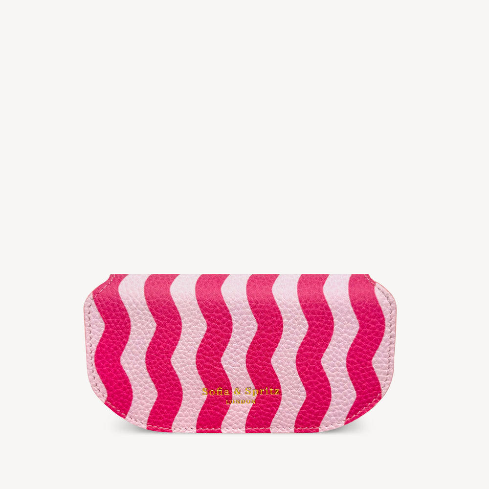 Slim Leather Glasses Case - Pink & Red Wave thumbnail-image-2