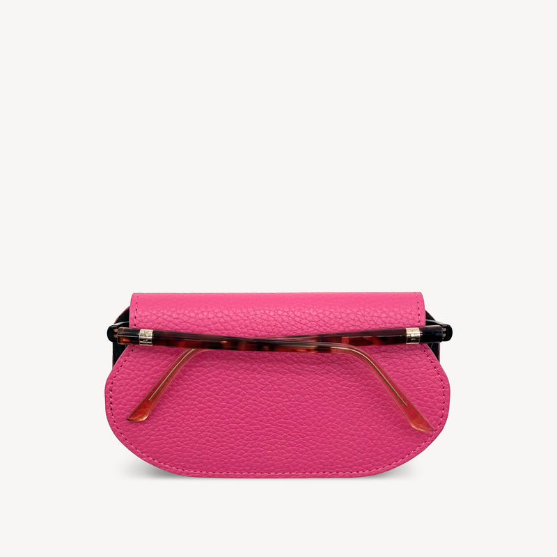 Slim Leather Glasses Case - Fuchsia Pink