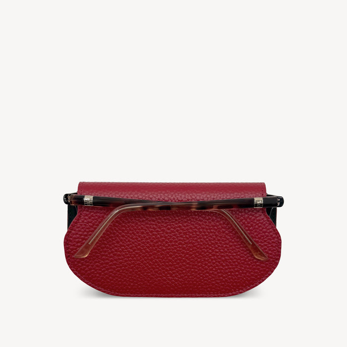 Slim Leather Glasses Case - Deep Cherry Red