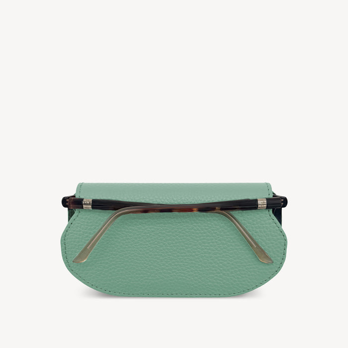 Slim Leather Glasses Case - Jade Green