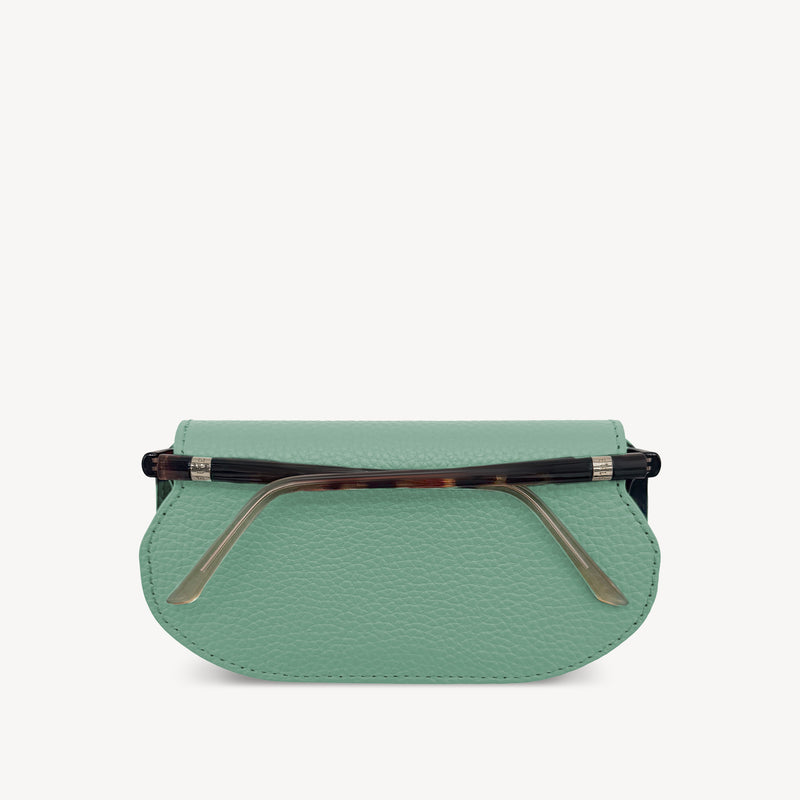 Slim Leather Glasses Case - Jade Green