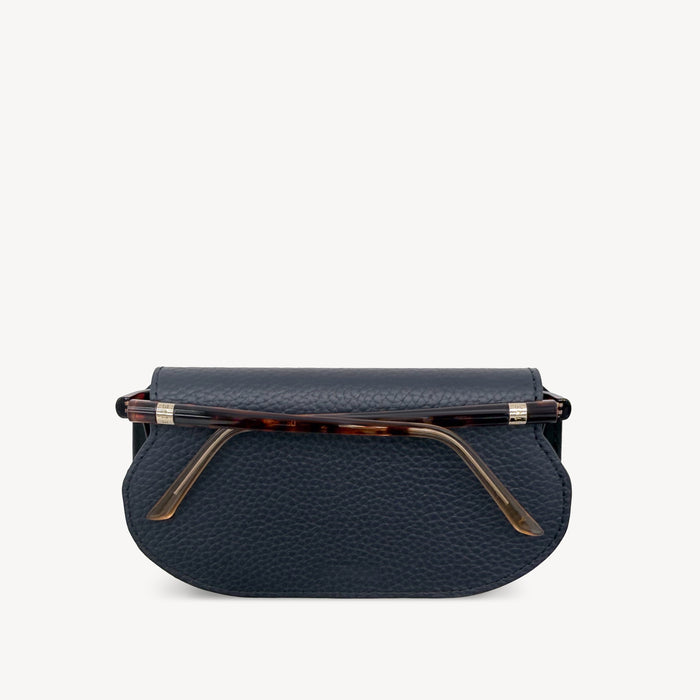 Slim Leather Glasses Case - Navy