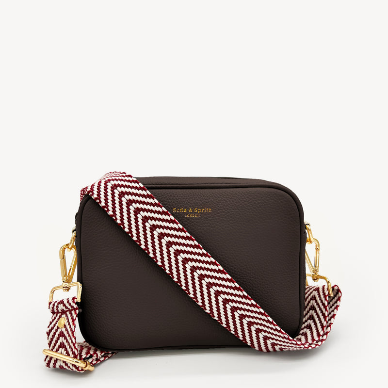 Burgundy & White Chevron Strap