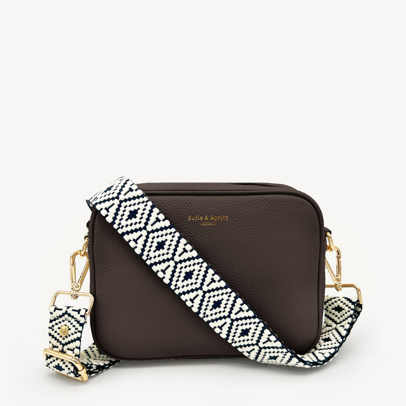 Navy & White Embroidered Strap