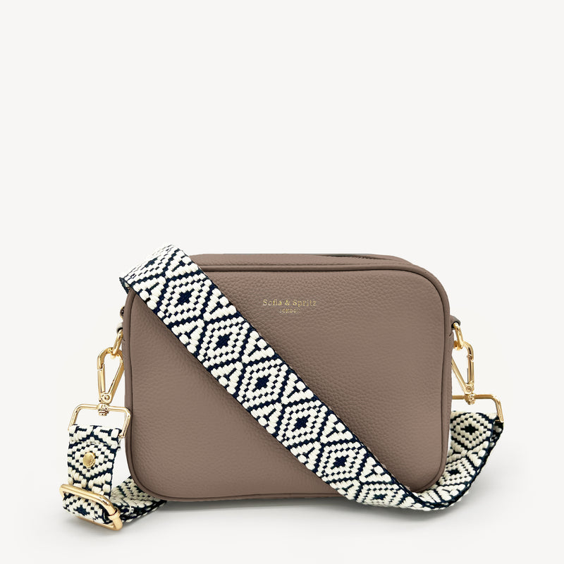 Navy & White Embroidered Strap