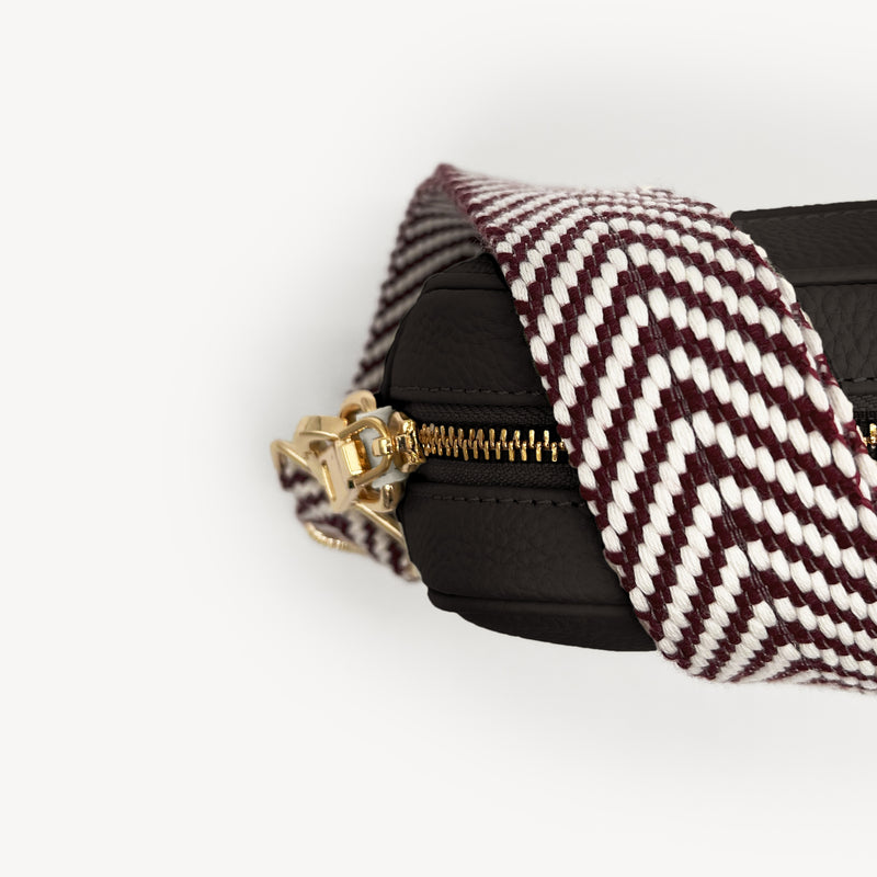 Burgundy & White Chevron Strap