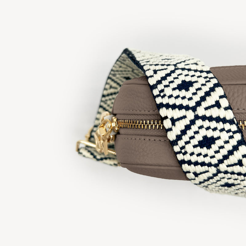 Navy & White Embroidered Strap