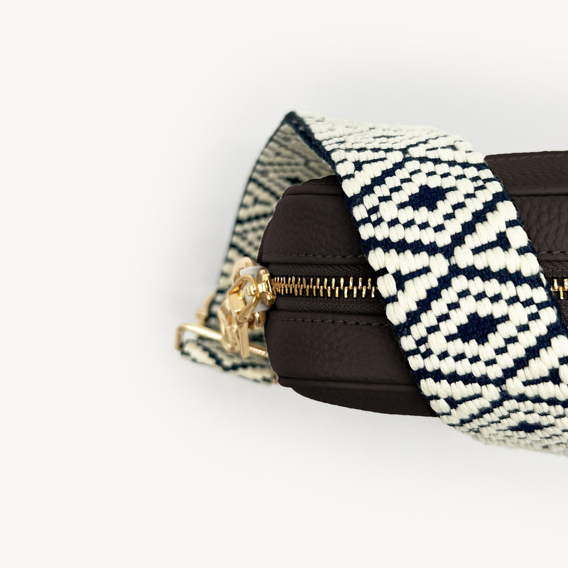 Navy & White Embroidered Strap